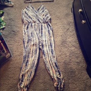 Blue and white romper